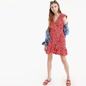 J. Crew Mercantile Faux-Wrap Red Floral Mini Dress